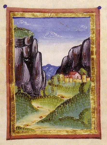 Вид на Синай и монастырь. Миниатюра 1508 года из путеводителя для паломников доминиканского монаха Феликса Фабера